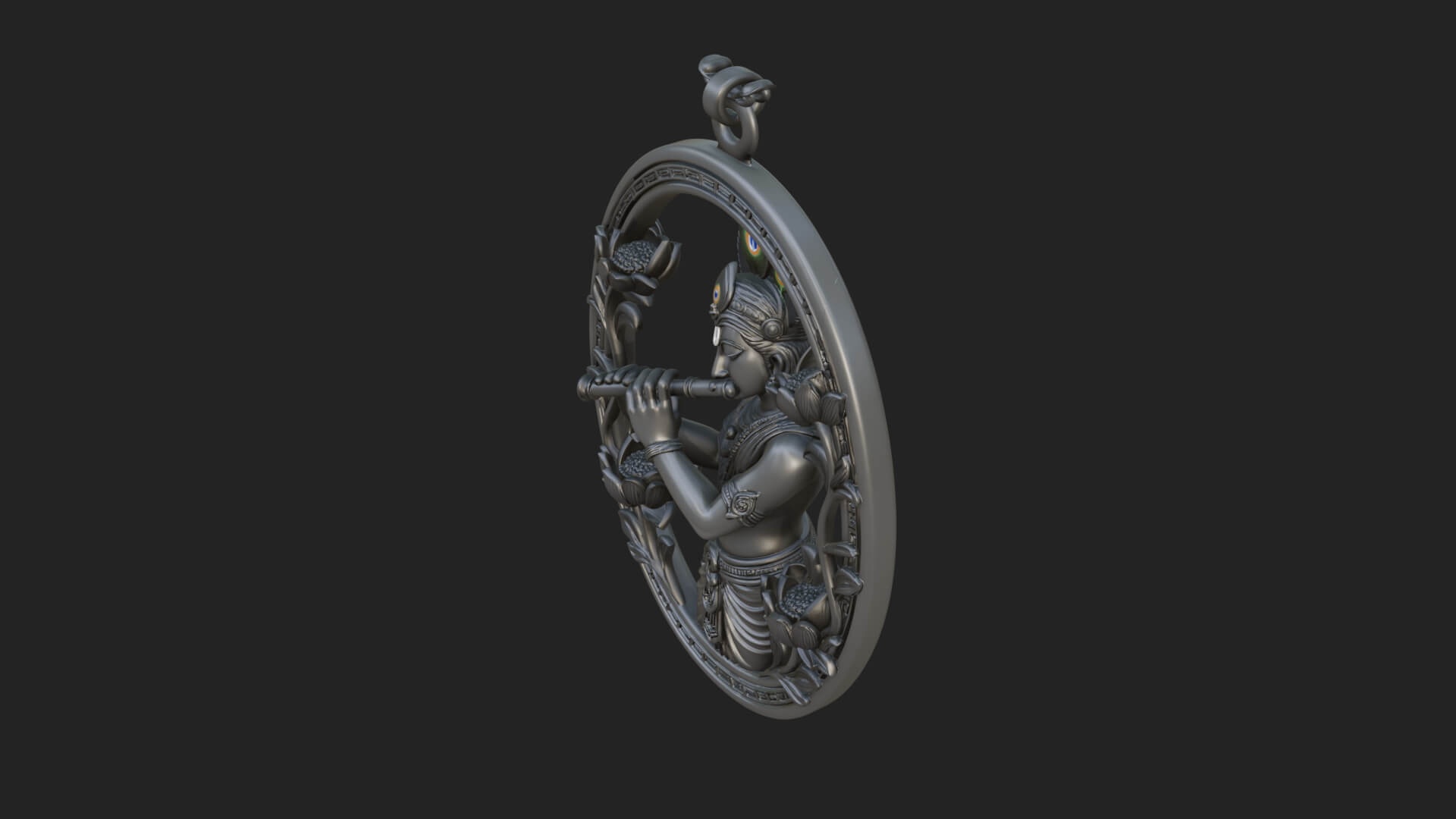Krishna with Flute Pendant Design 3 3D Print Model 3D Model