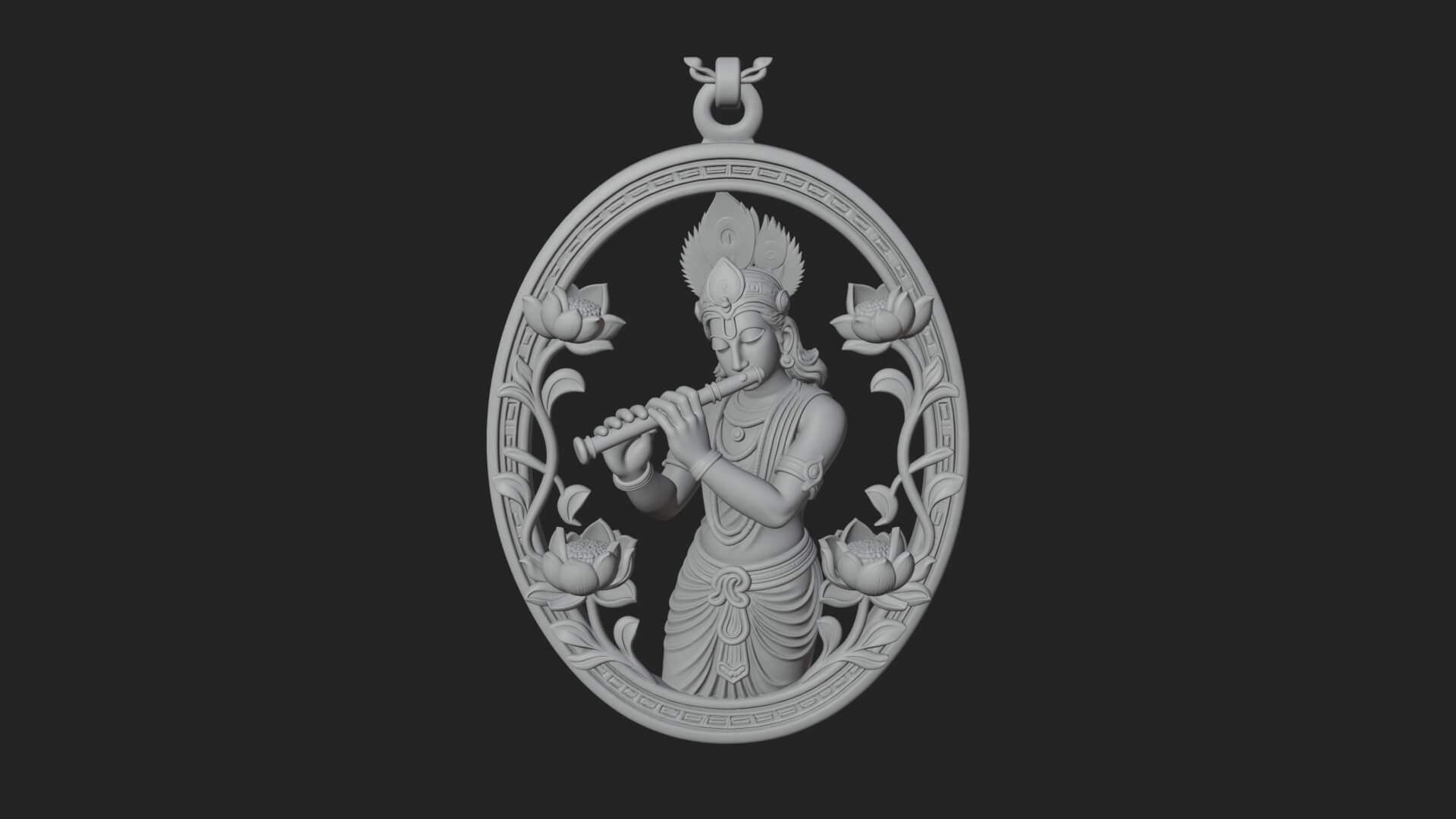 Krishna with Flute Pendant Design 3 3D Print Model 3D Model