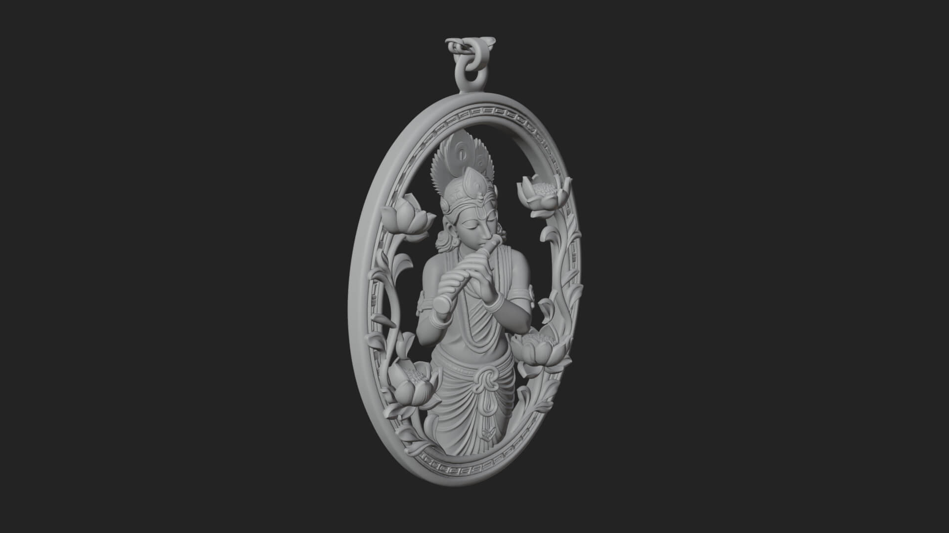 Krishna with Flute Pendant Design 3 3D Print Model 3D Model