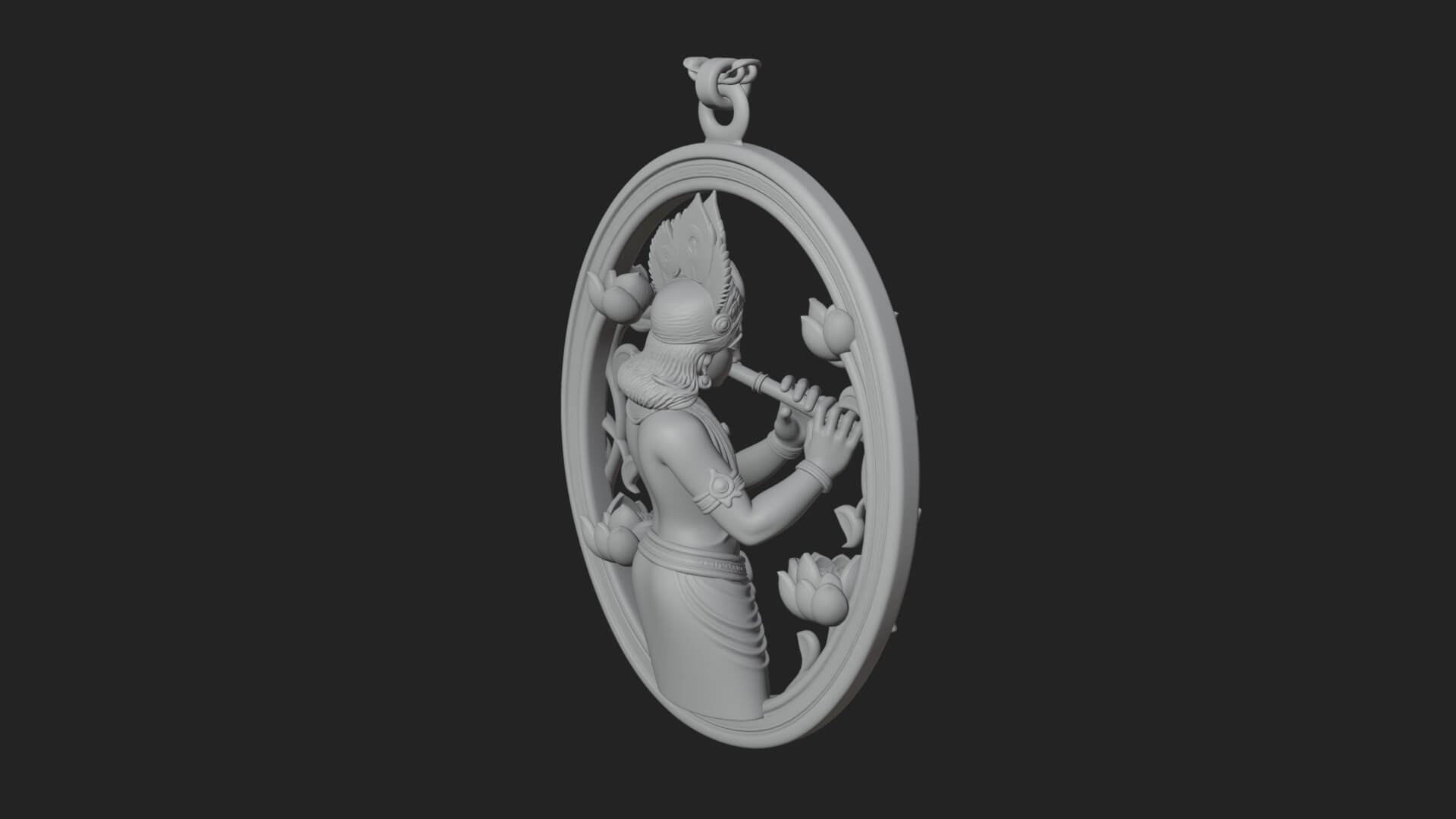 Krishna with Flute Pendant Design 3 3D Print Model 3D Model