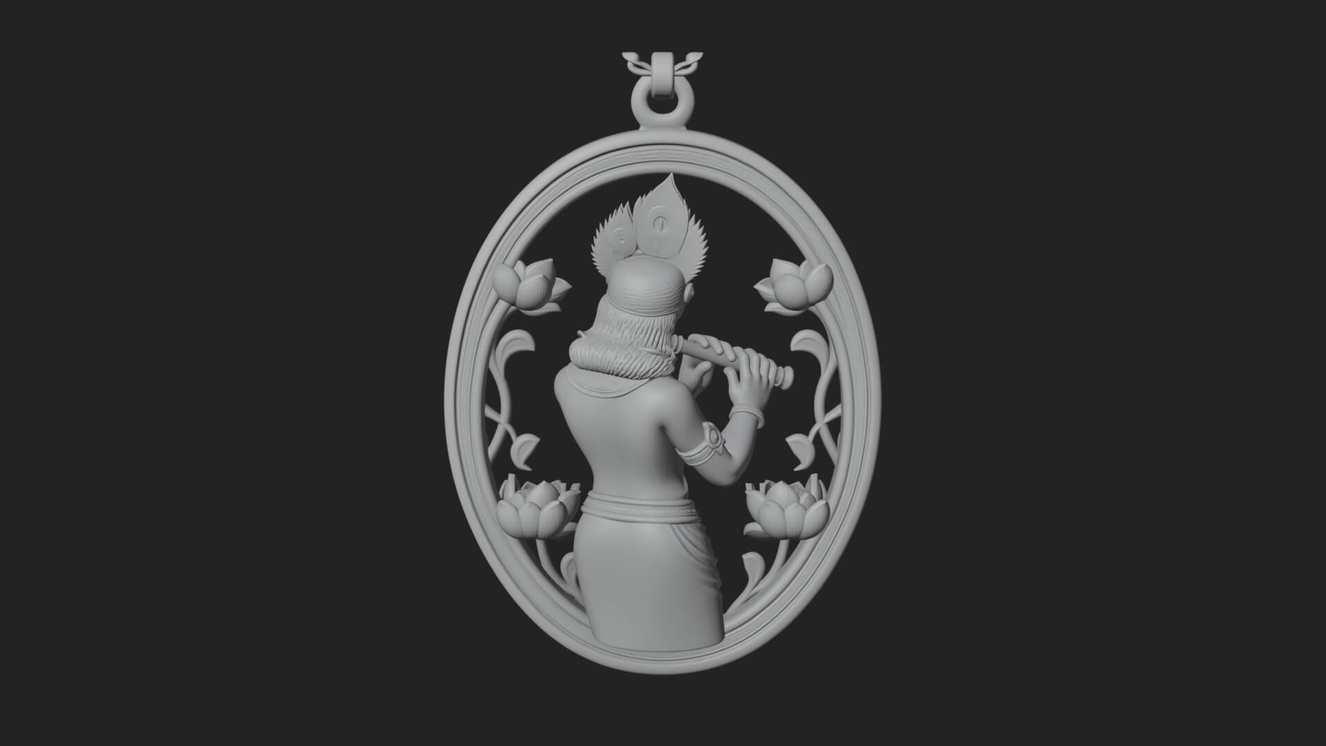 Krishna with Flute Pendant Design 3 3D Print Model 3D Model