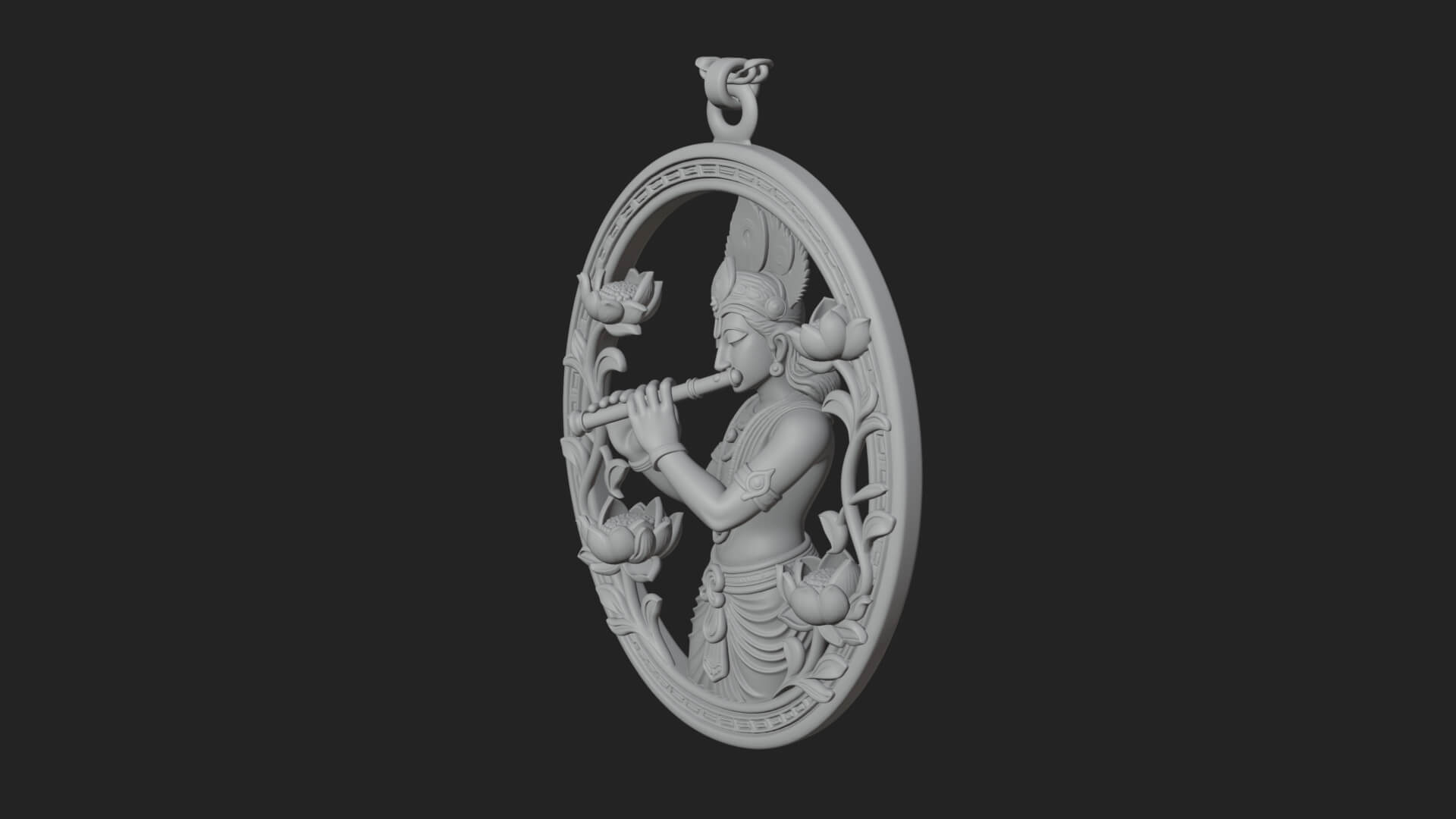 Krishna with Flute Pendant Design 3 3D Print Model 3D Model