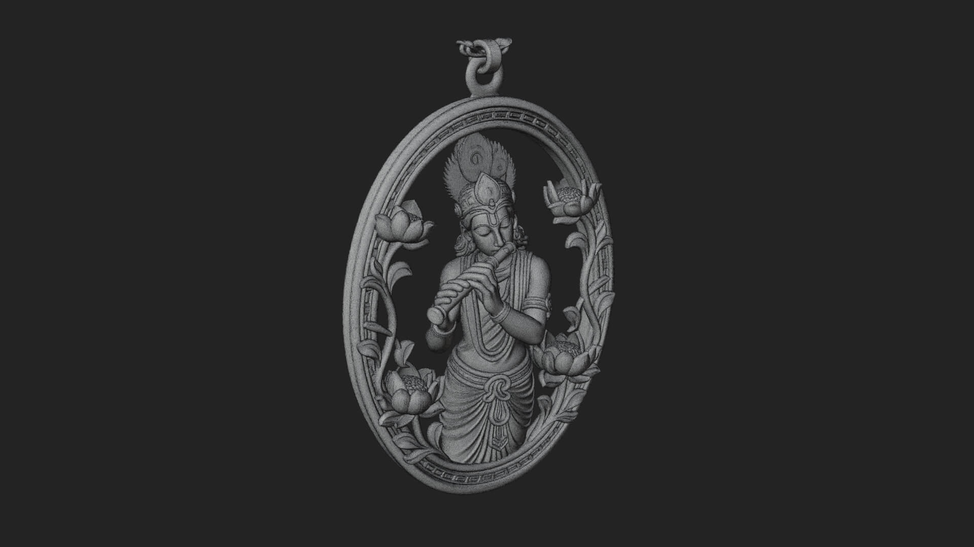 Krishna with Flute Pendant Design 3 3D Print Model 3D Model