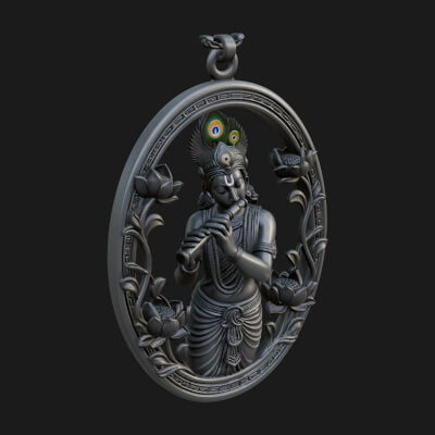 Krishna with Flute Pendant Design 3 3D Print Model