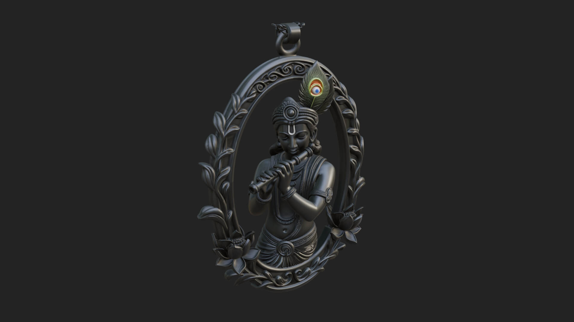 Krishna with Flute Pendant Design 4 3D Print Model 3D Model