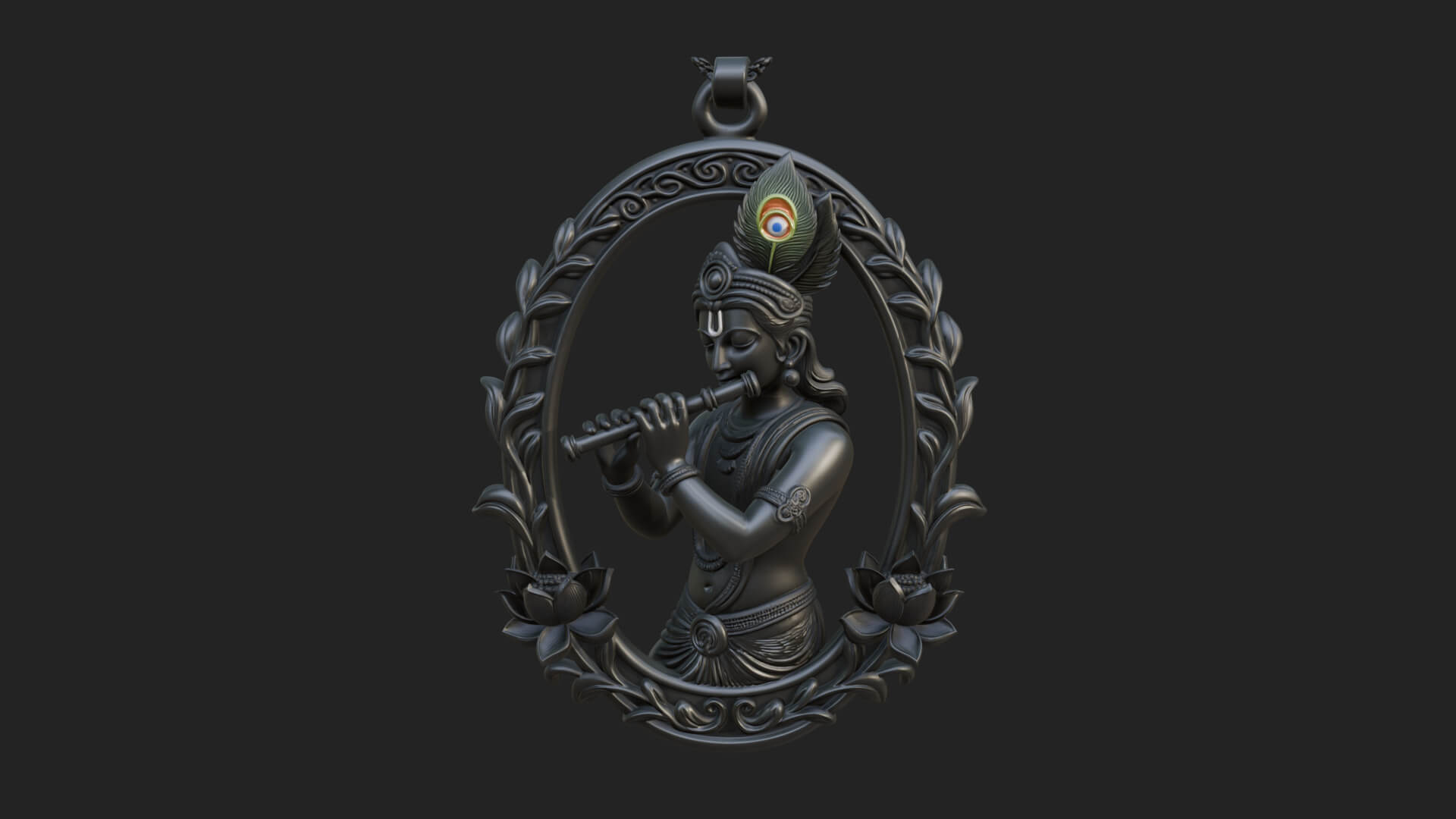 Krishna with Flute Pendant Design 4 3D Print Model 3D Model