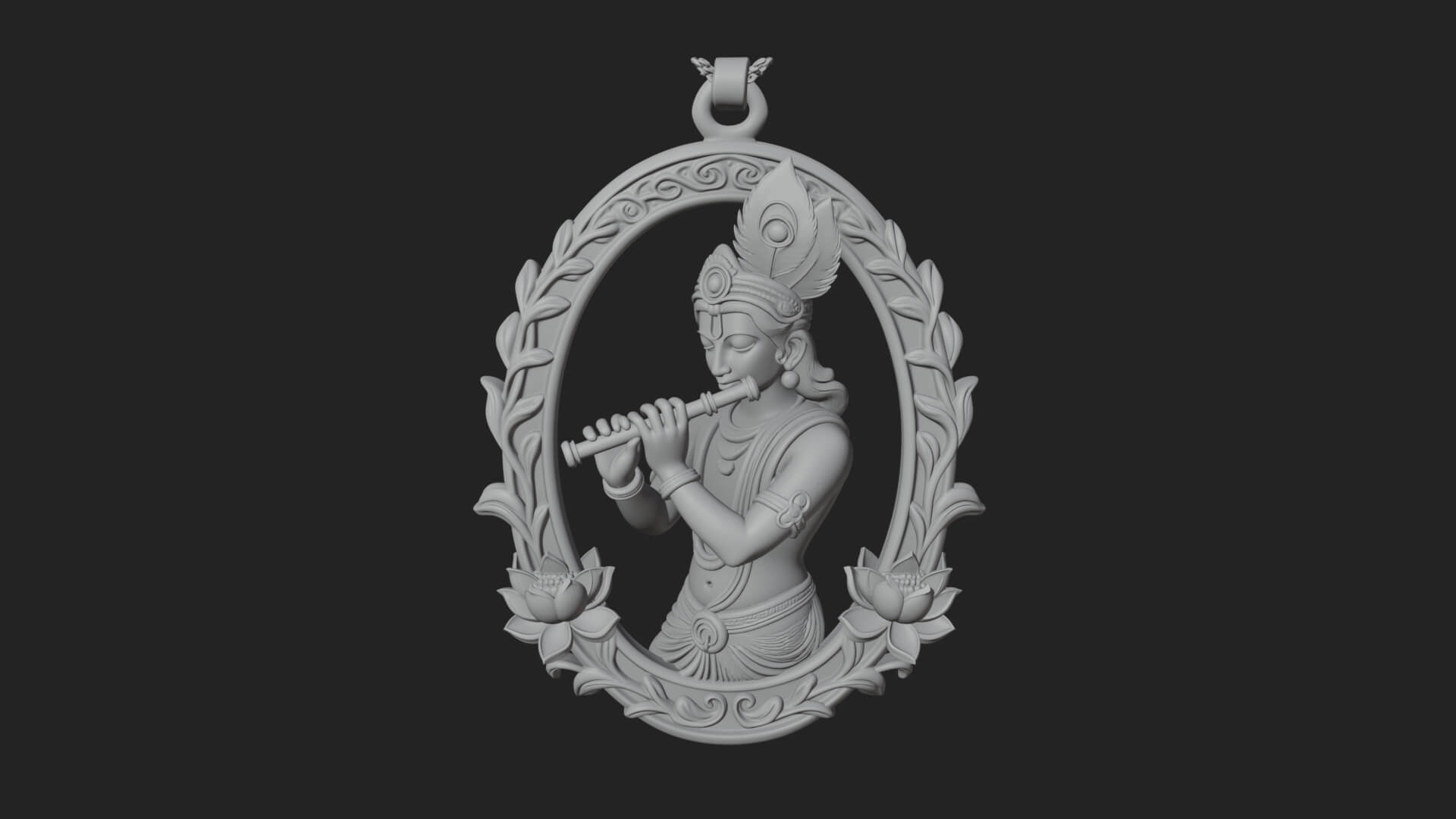 Krishna with Flute Pendant Design 4 3D Print Model 3D Model