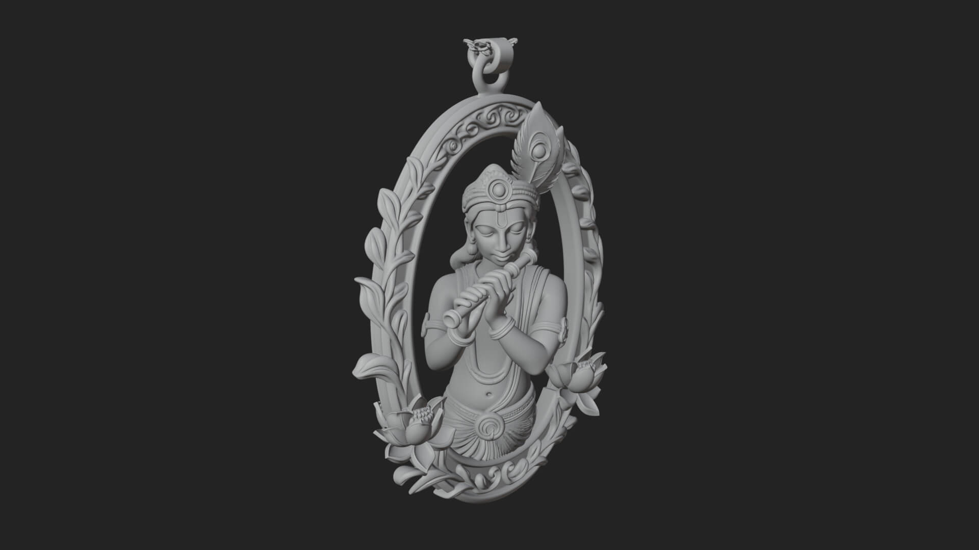 Krishna with Flute Pendant Design 4 3D Print Model 3D Model