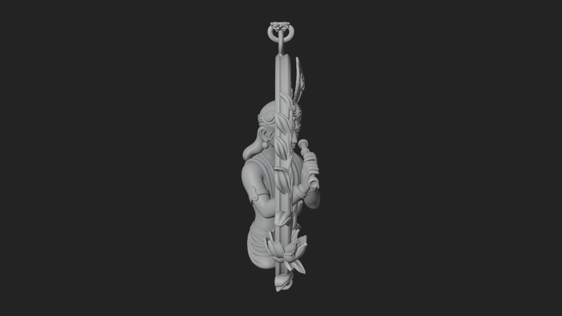 Krishna with Flute Pendant Design 4 3D Print Model 3D Model