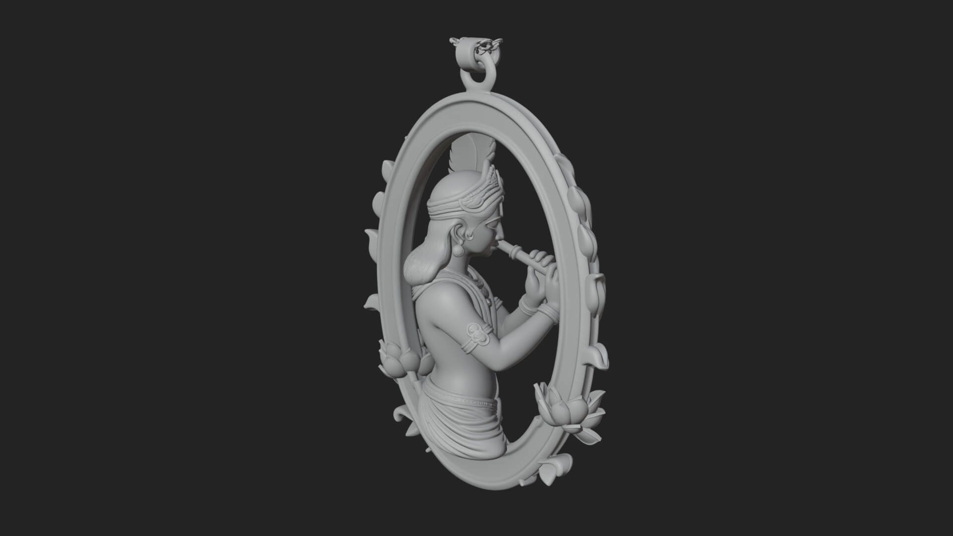Krishna with Flute Pendant Design 4 3D Print Model 3D Model