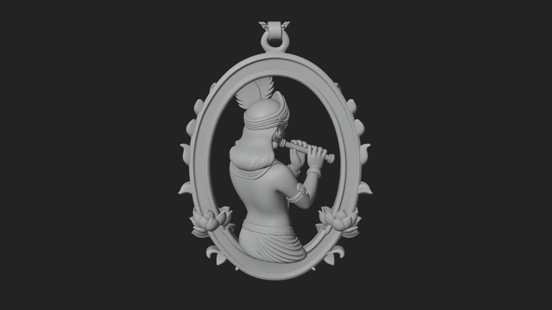 Krishna with Flute Pendant Design 4 3D Print Model 3D Model