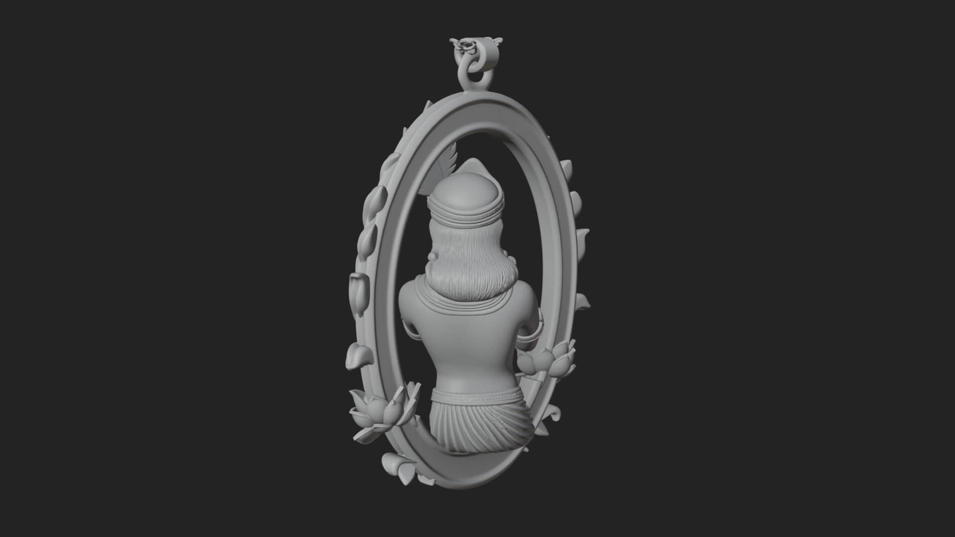 Krishna with Flute Pendant Design 4 3D Print Model 3D Model