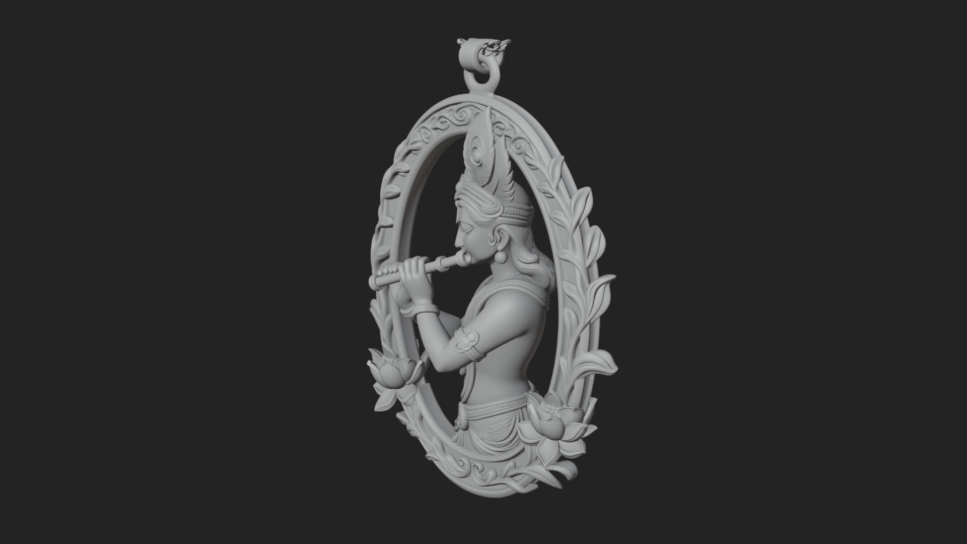 Krishna with Flute Pendant Design 4 3D Print Model 3D Model