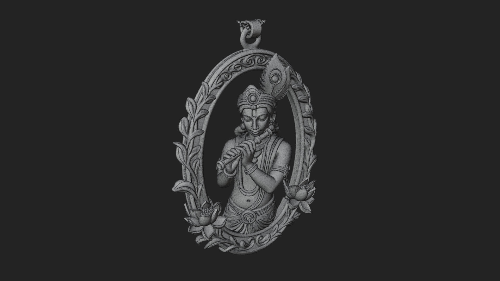Krishna with Flute Pendant Design 4 3D Print Model 3D Model