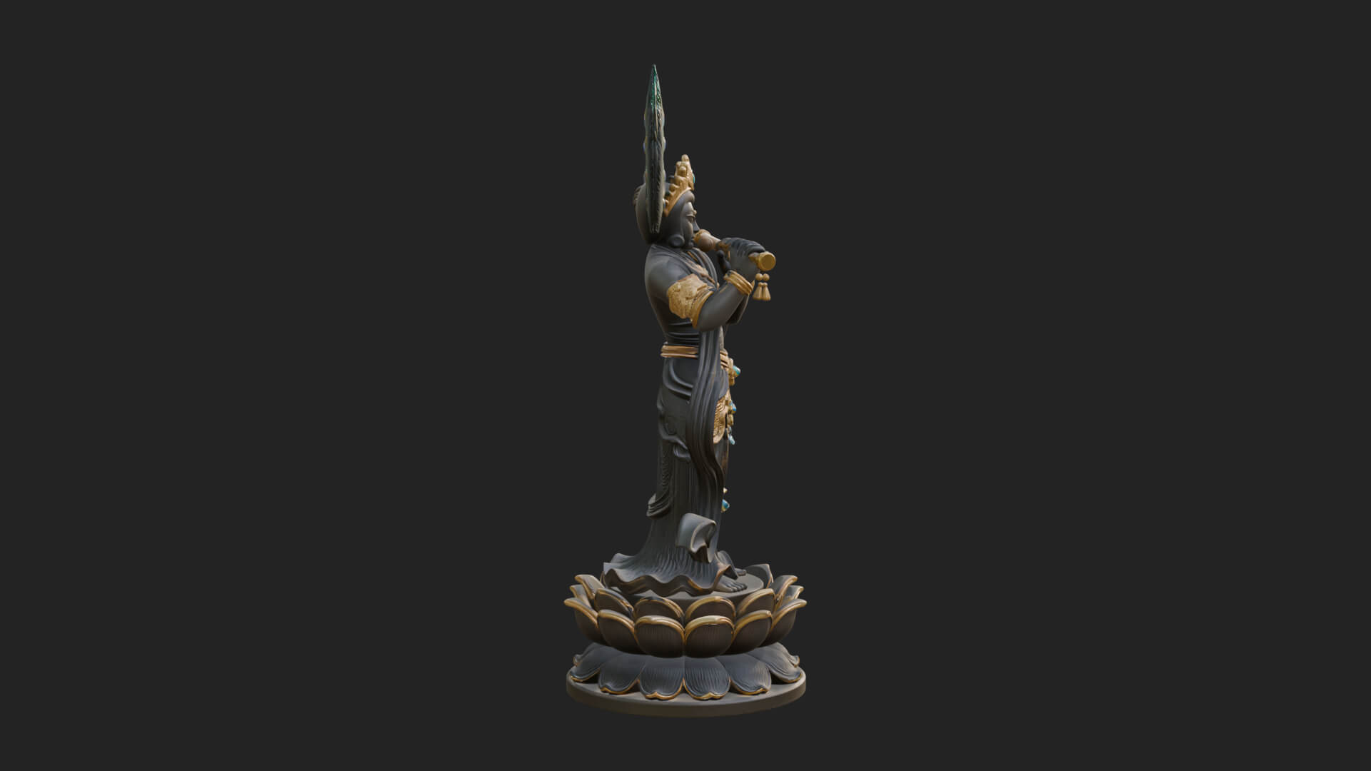 Krishna with Flute Statue Design 1 3D Print Model 3D Model