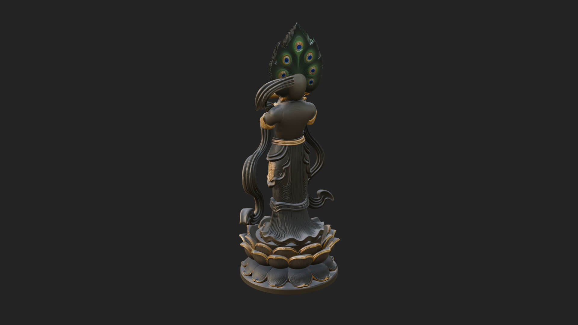 Krishna with Flute Statue Design 1 3D Print Model 3D Model