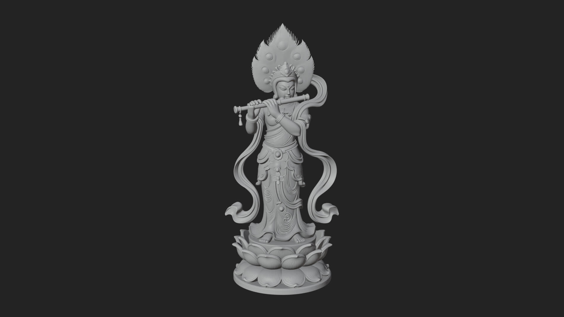 Krishna with Flute Statue Design 1 3D Print Model 3D Model