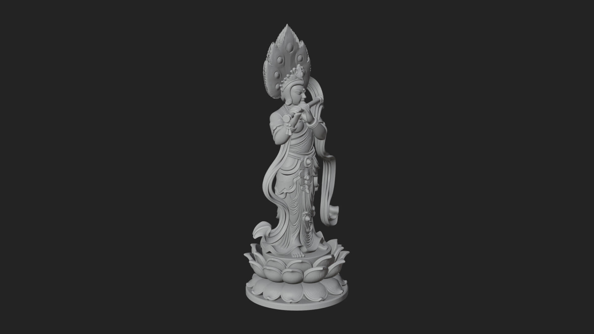 Krishna with Flute Statue Design 1 3D Print Model 3D Model