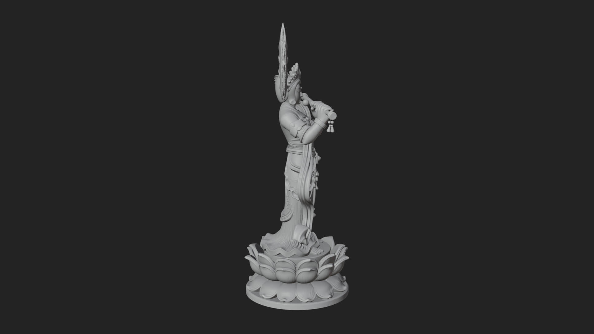 Krishna with Flute Statue Design 1 3D Print Model 3D Model