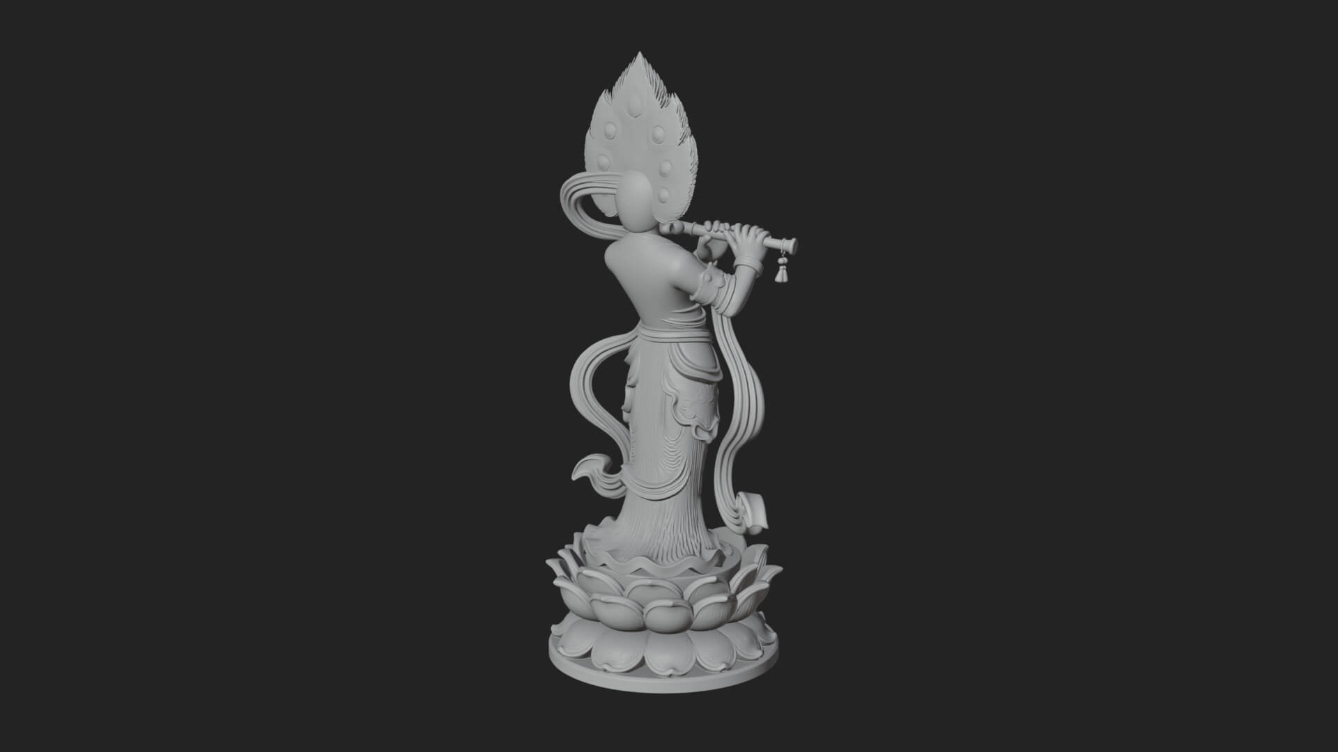 Krishna with Flute Statue Design 1 3D Print Model 3D Model