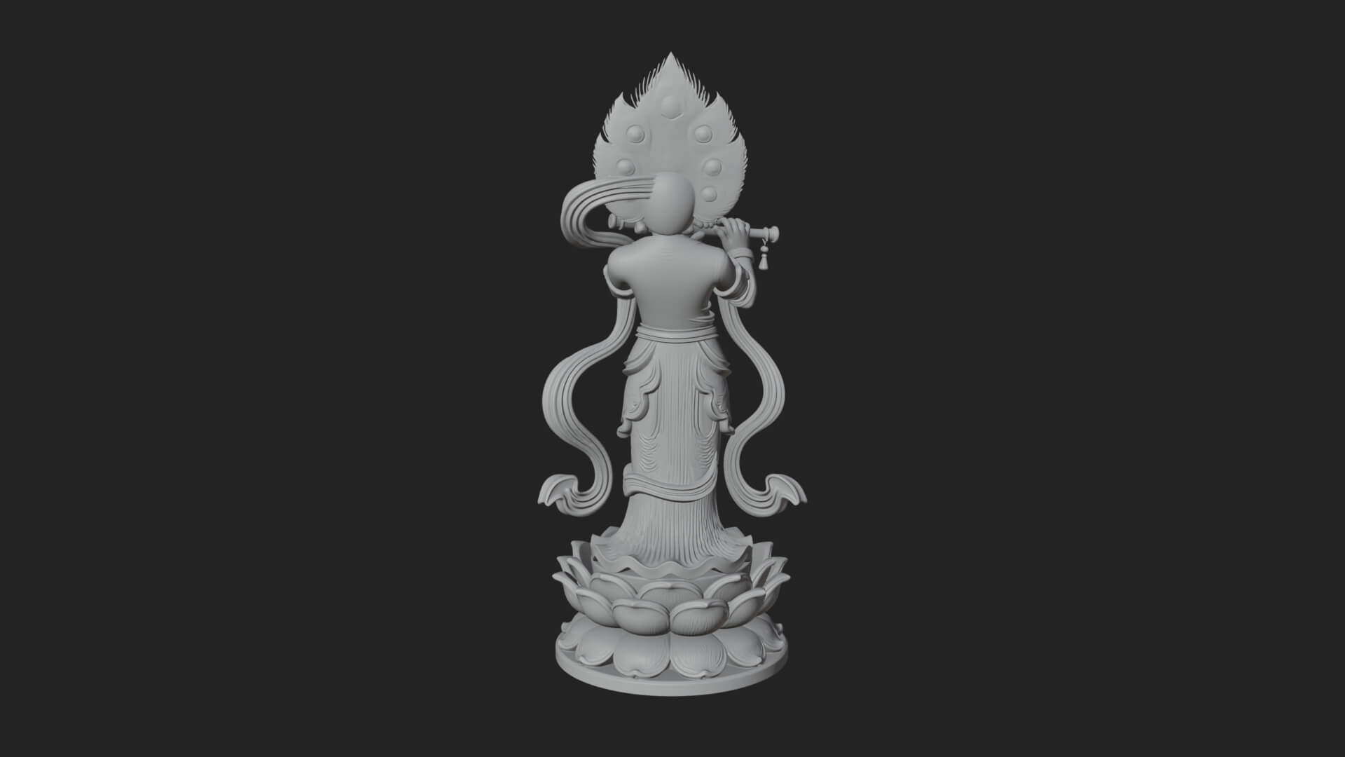 Krishna with Flute Statue Design 1 3D Print Model 3D Model