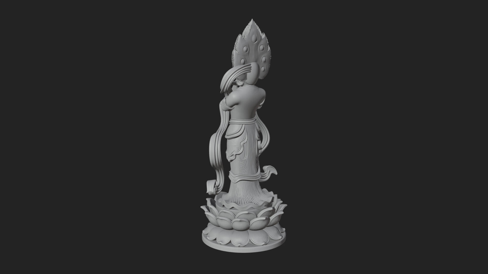 Krishna with Flute Statue Design 1 3D Print Model 3D Model