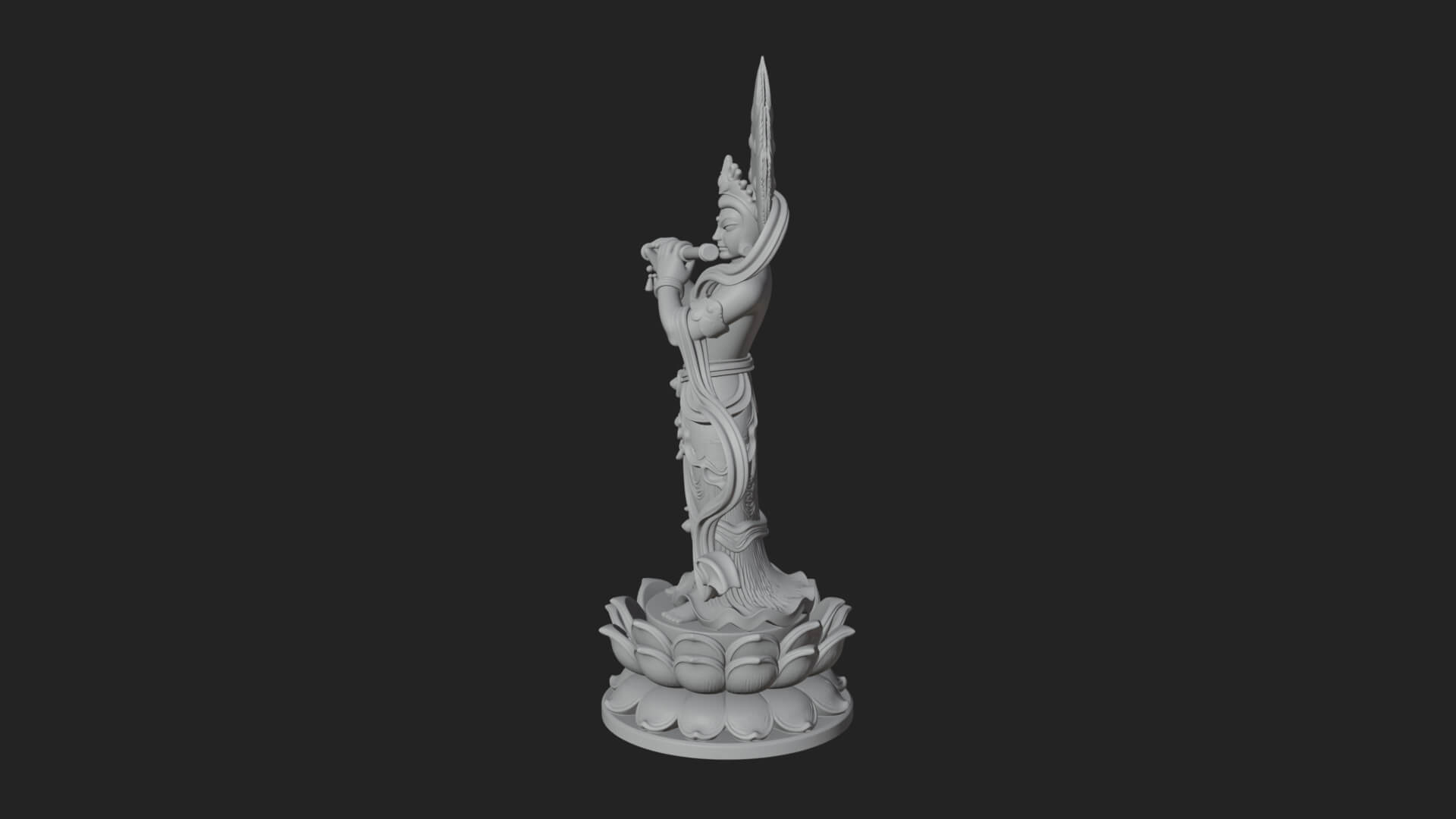 Krishna with Flute Statue Design 1 3D Print Model 3D Model