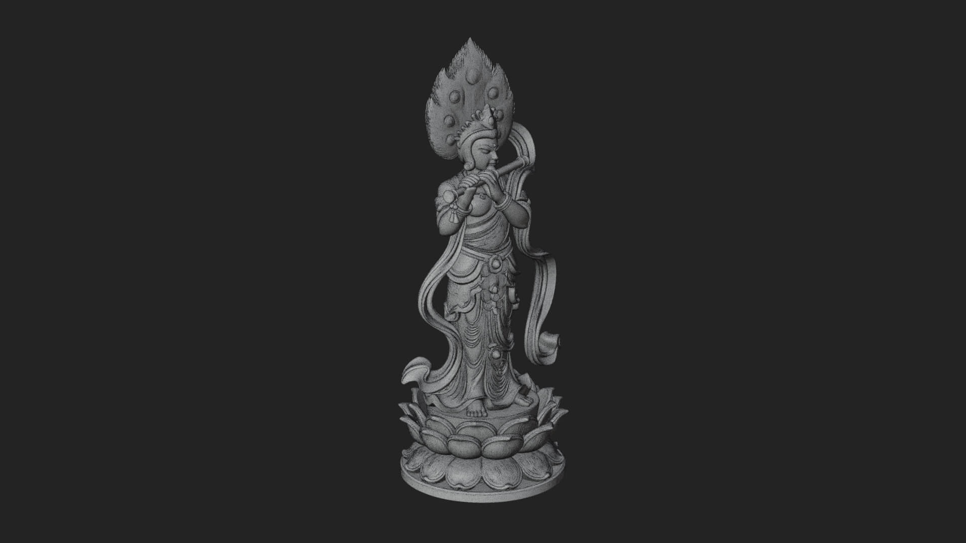 Krishna with Flute Statue Design 1 3D Print Model 3D Model