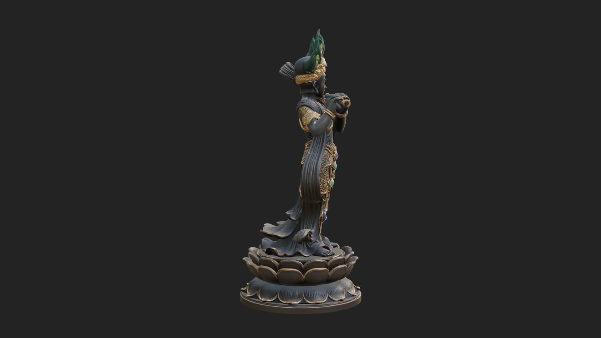 Krishna with Flute Statue Design 2 3D Print Model 3D Model