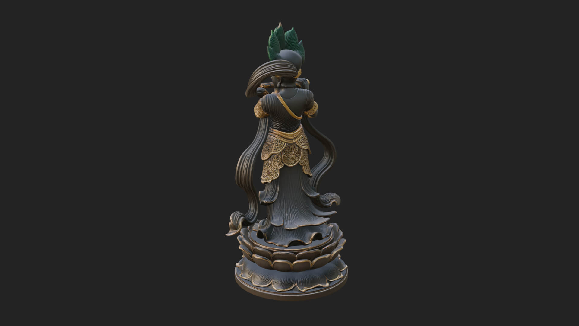 Krishna with Flute Statue Design 2 3D Print Model 3D Model