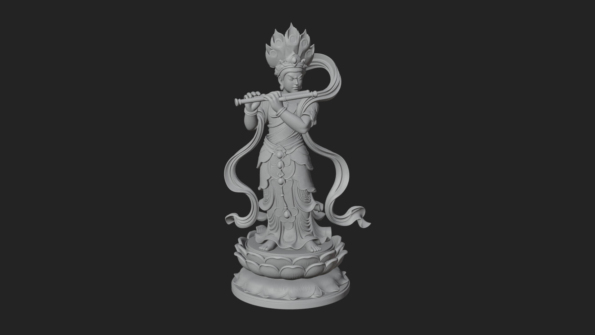 Krishna with Flute Statue Design 2 3D Print Model 3D Model