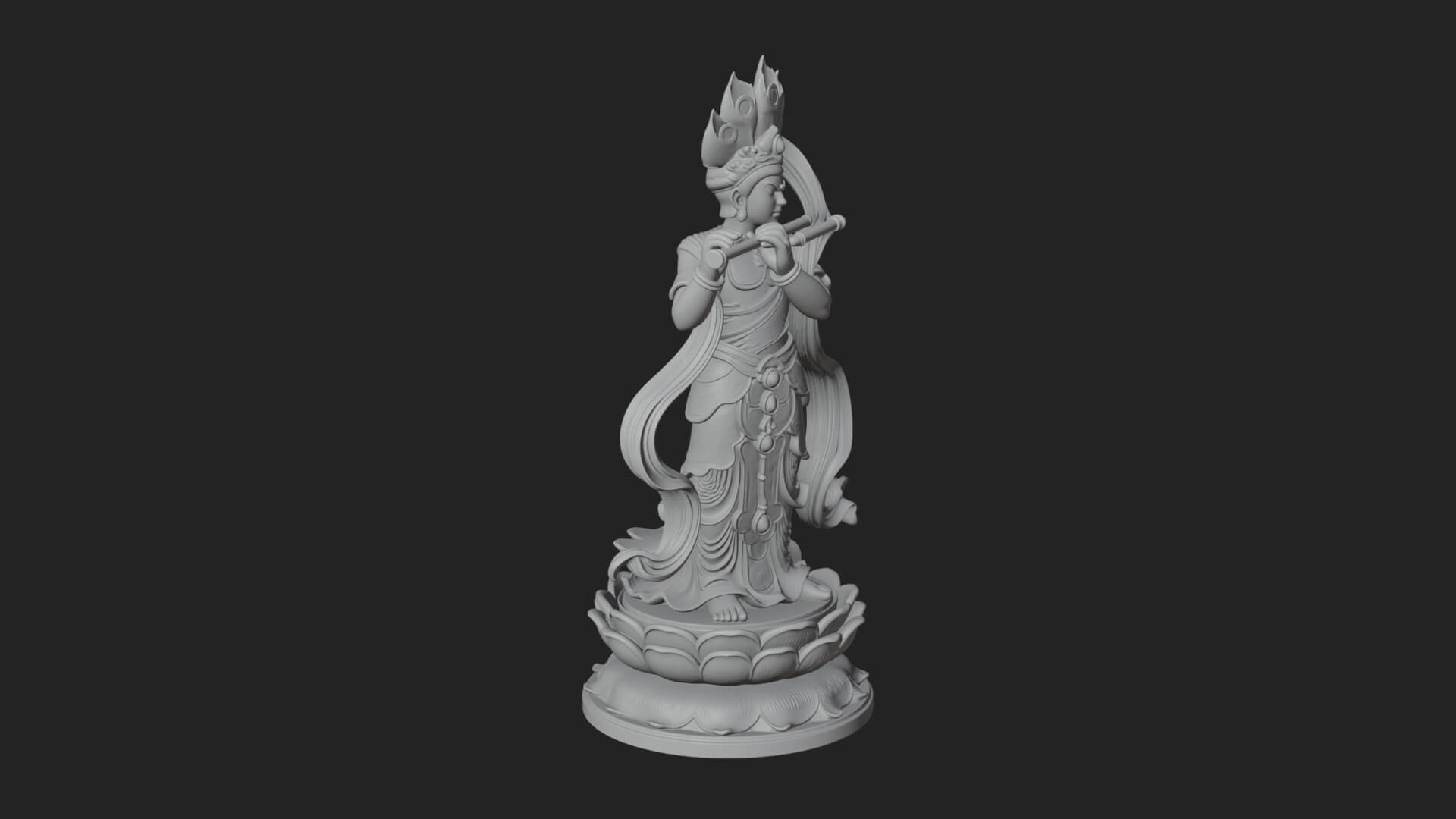 Krishna with Flute Statue Design 2 3D Print Model 3D Model