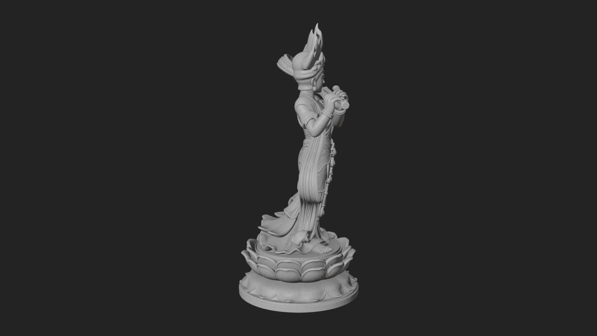 Krishna with Flute Statue Design 2 3D Print Model 3D Model