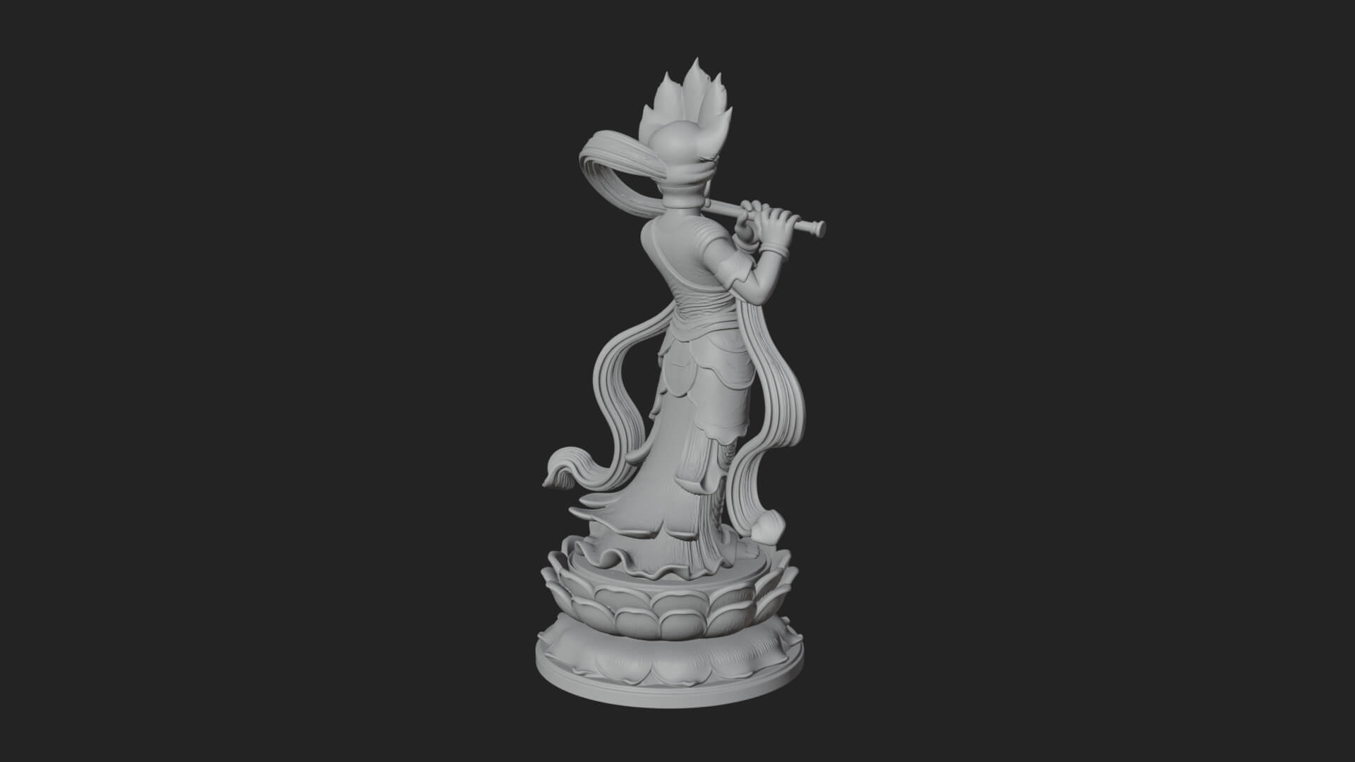 Krishna with Flute Statue Design 2 3D Print Model 3D Model