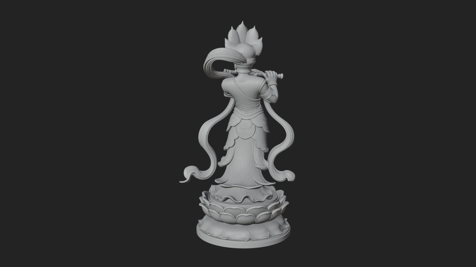 Krishna with Flute Statue Design 2 3D Print Model 3D Model