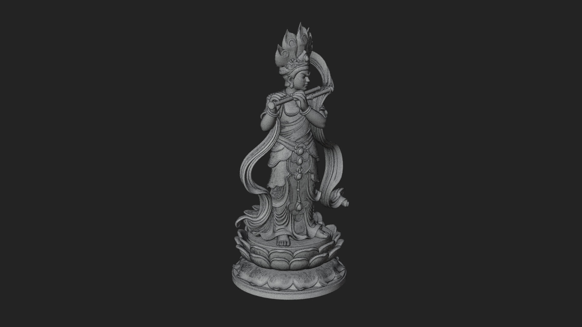 Krishna with Flute Statue Design 2 3D Print Model 3D Model