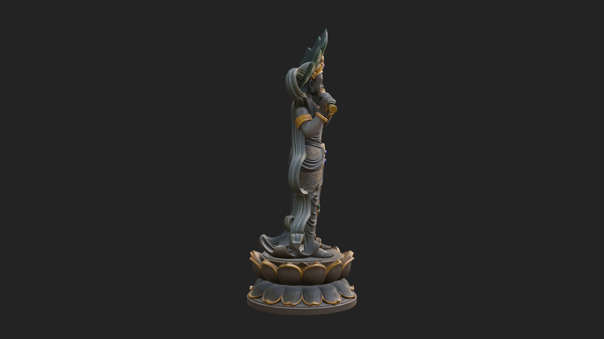 Krishna with Flute Statue Design 3 3D Print Model 3D Model