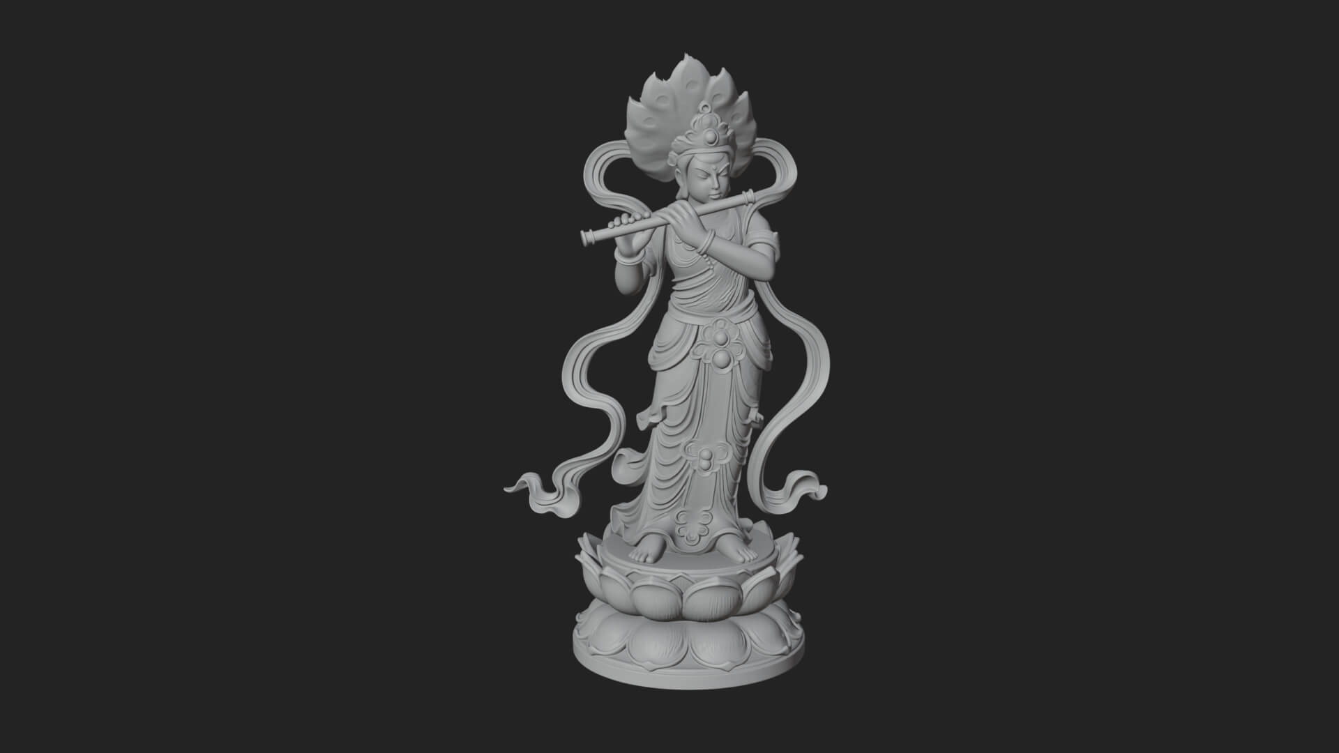 Krishna with Flute Statue Design 3 3D Print Model 3D Model