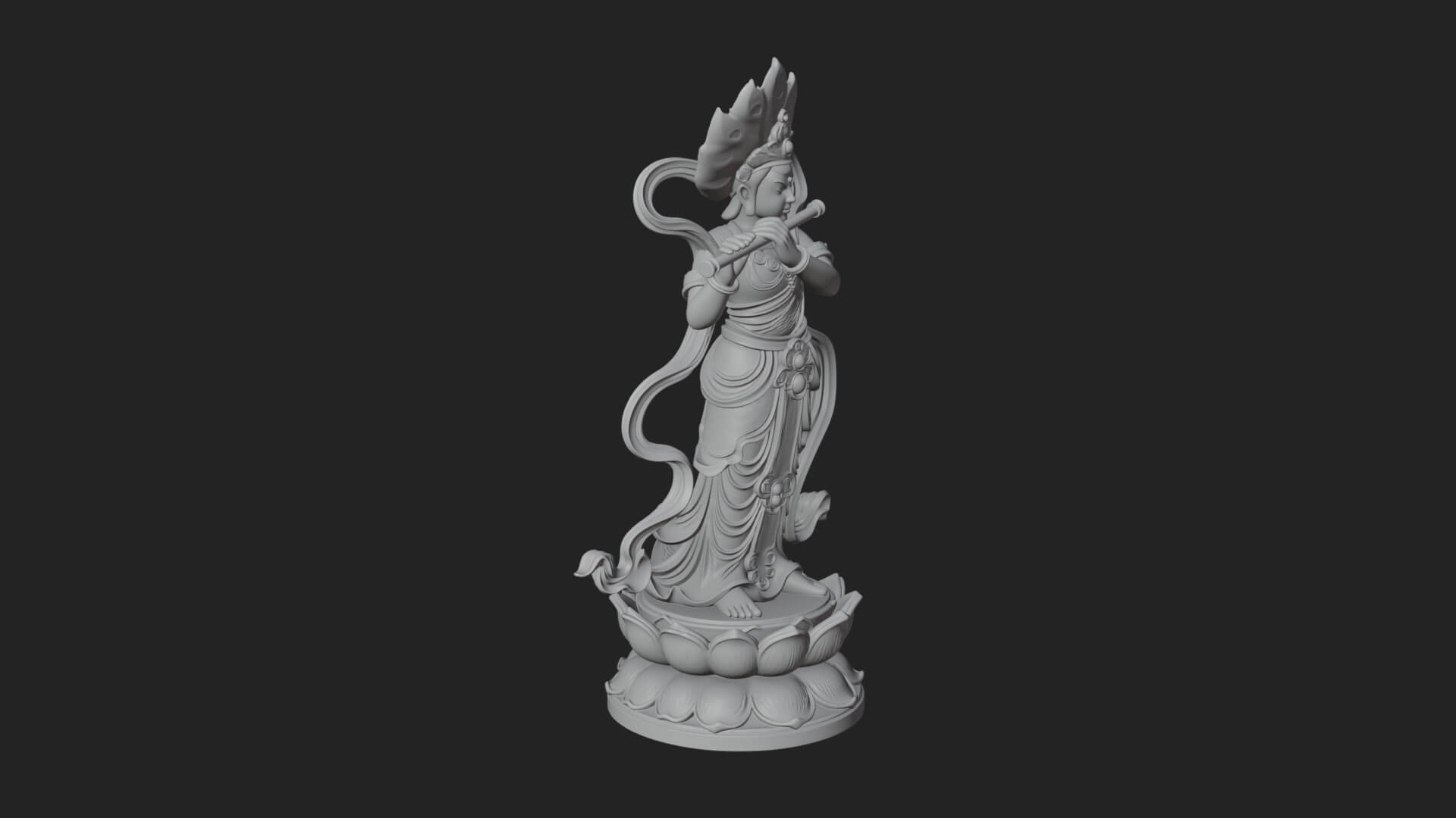 Krishna with Flute Statue Design 3 3D Print Model 3D Model