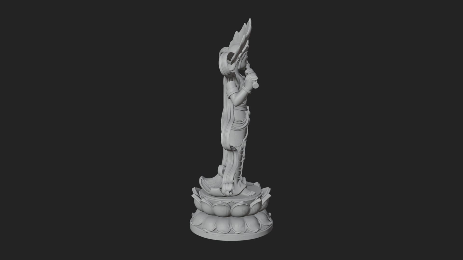 Krishna with Flute Statue Design 3 3D Print Model 3D Model