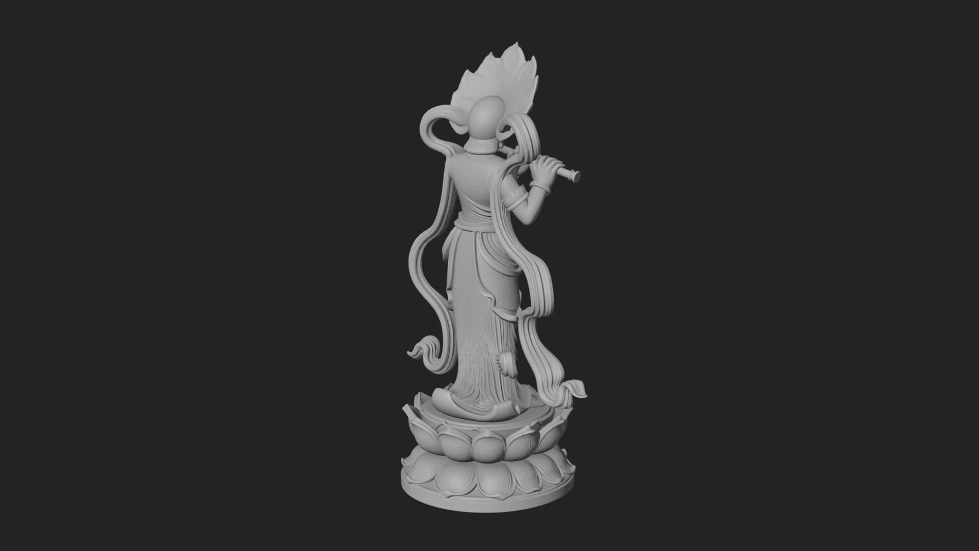 Krishna with Flute Statue Design 3 3D Print Model 3D Model