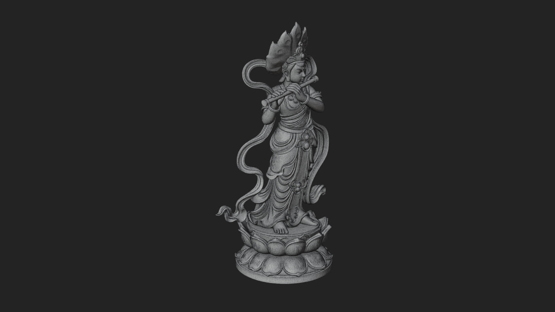 Krishna with Flute Statue Design 3 3D Print Model 3D Model