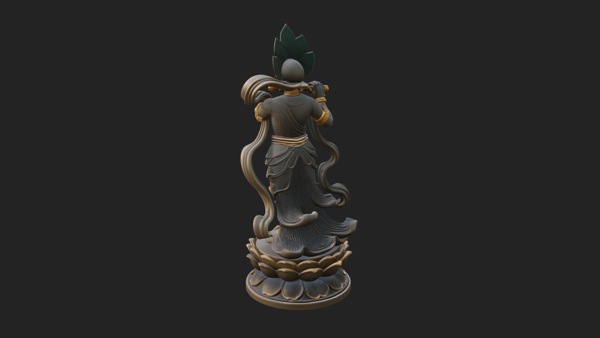 Krishna with Flute Statue Design 4 3D Print Model 3D Model
