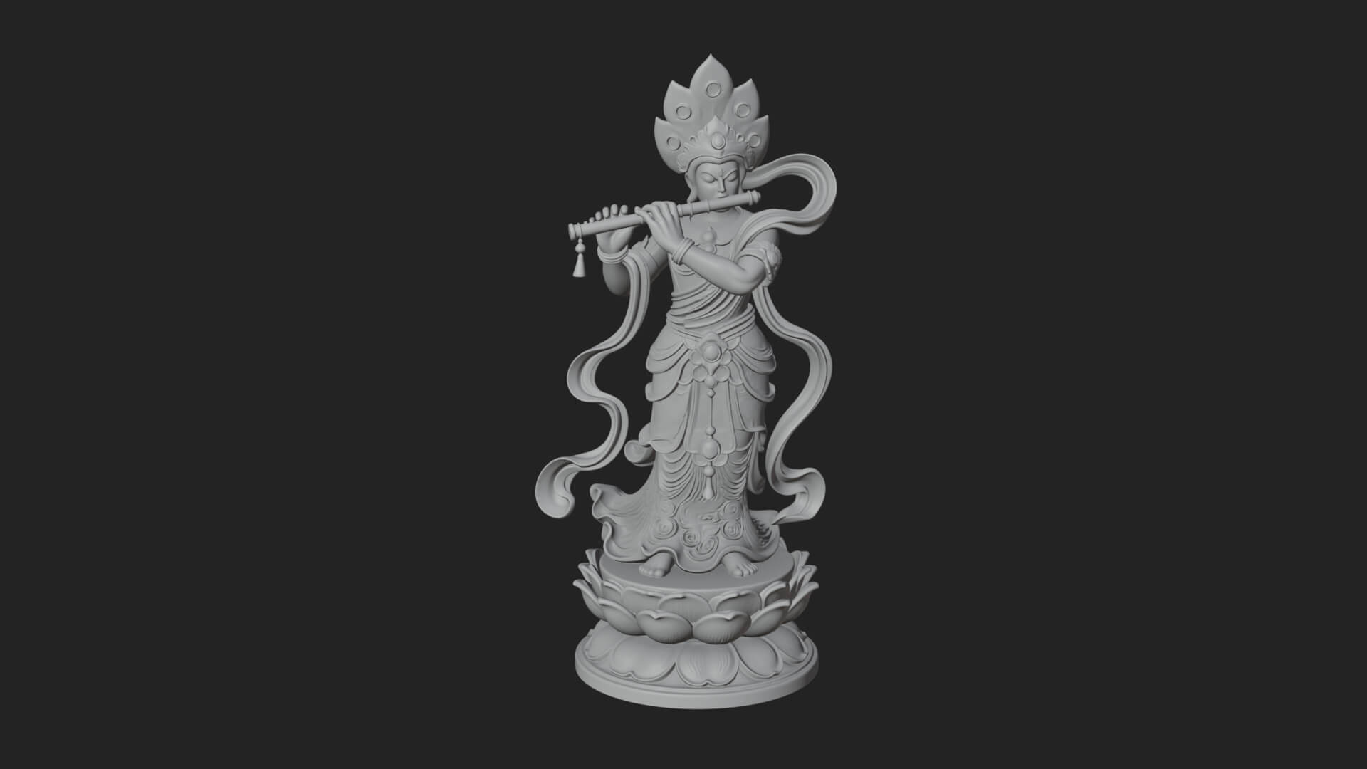 Krishna with Flute Statue Design 4 3D Print Model 3D Model