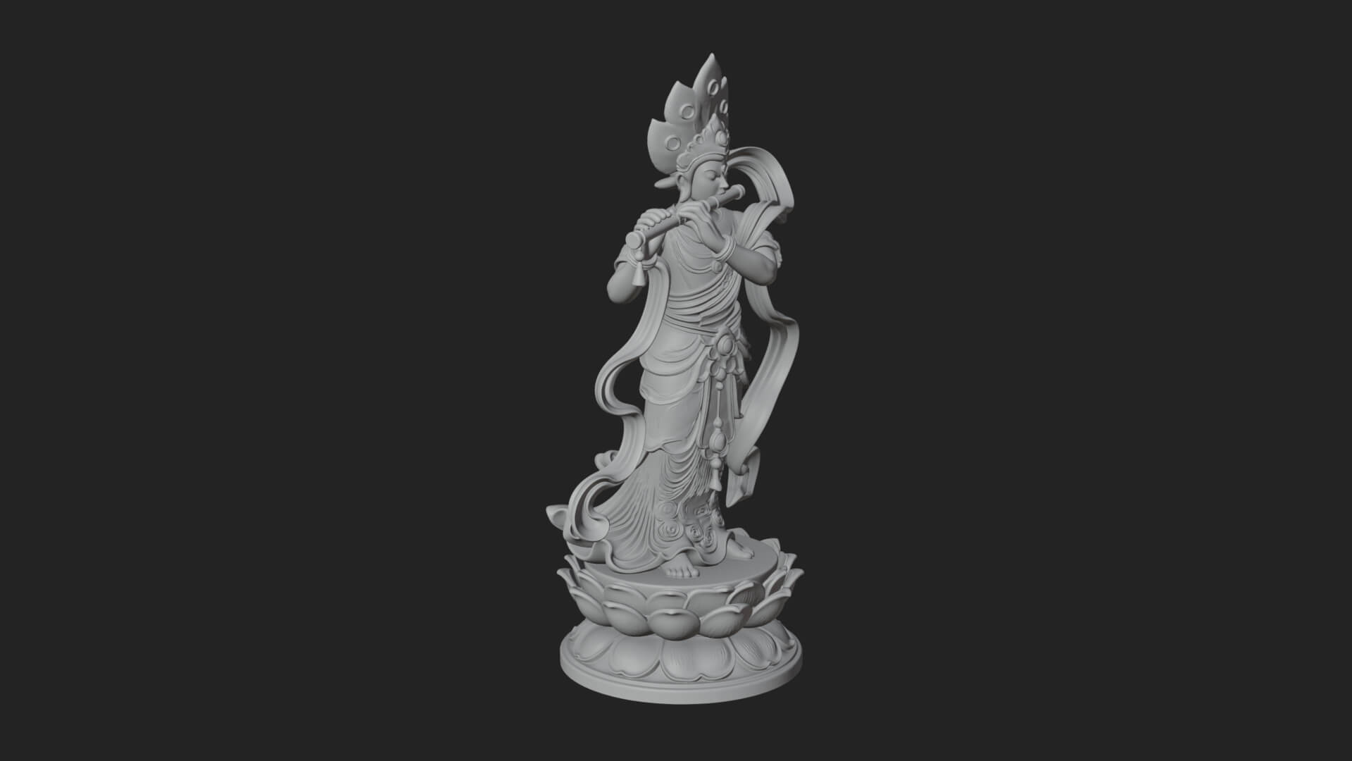 Krishna with Flute Statue Design 4 3D Print Model 3D Model