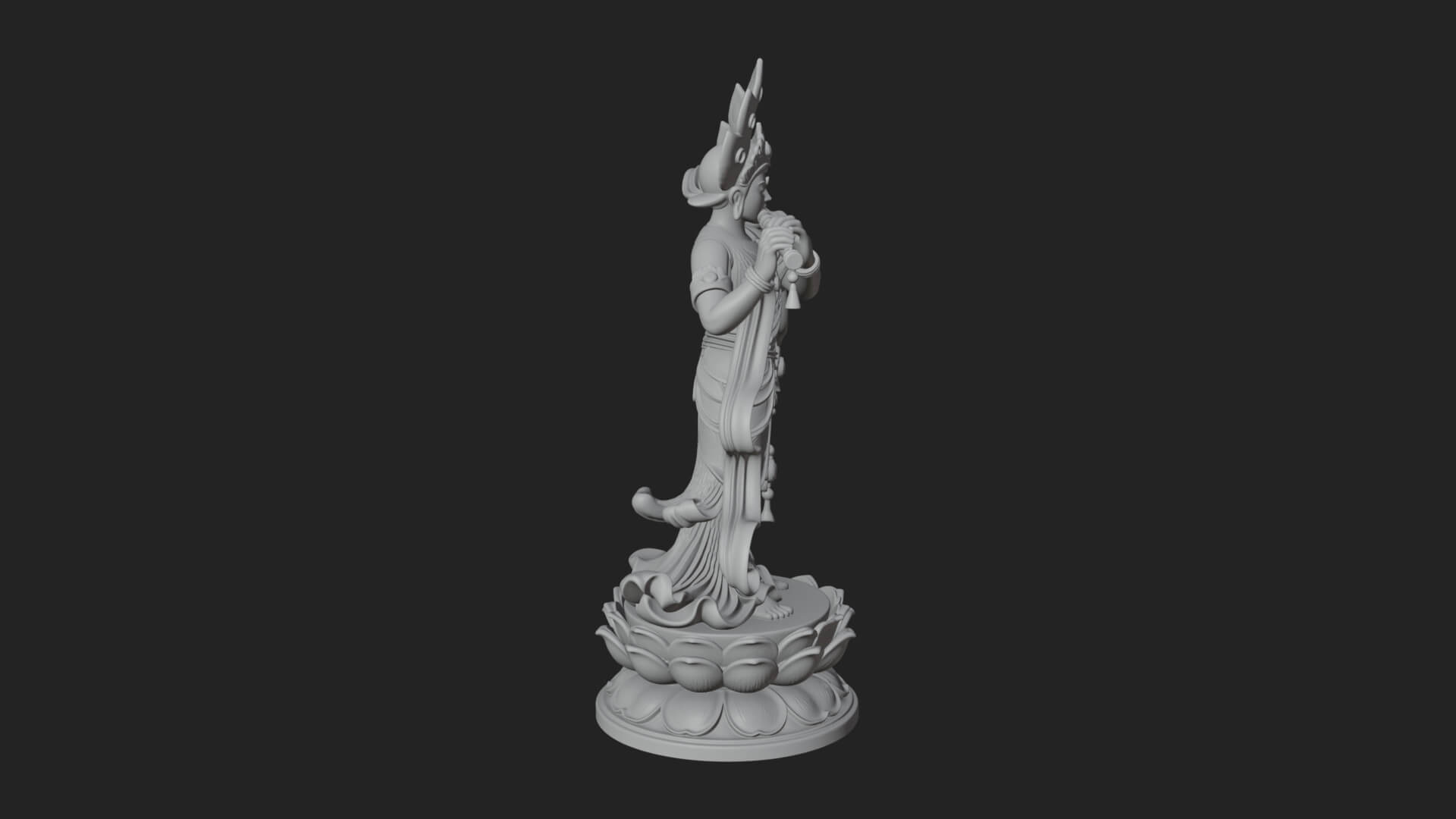 Krishna with Flute Statue Design 4 3D Print Model 3D Model