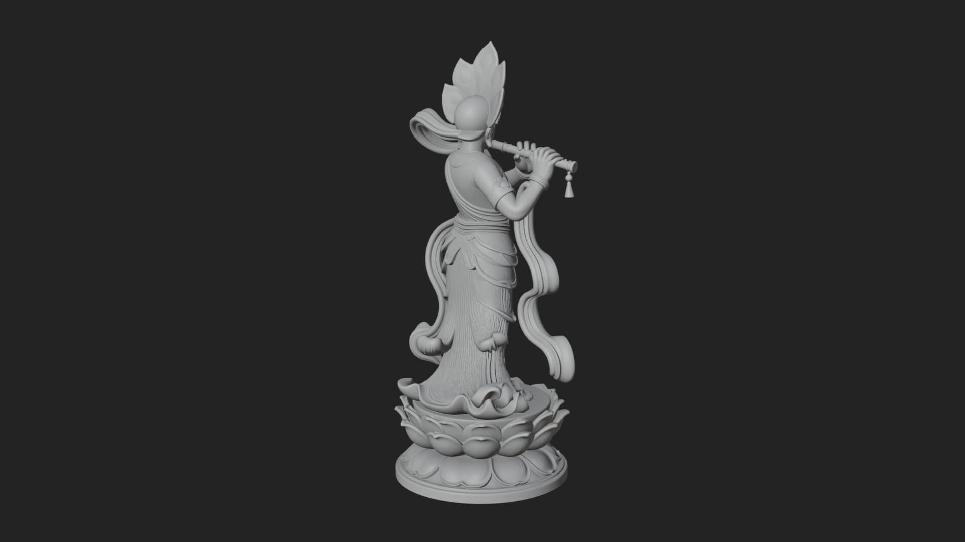 Krishna with Flute Statue Design 4 3D Print Model 3D Model