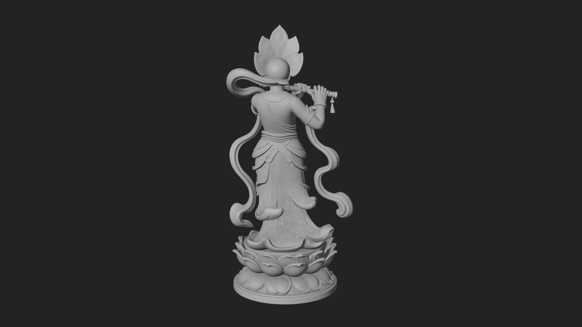 Krishna with Flute Statue Design 4 3D Print Model 3D Model