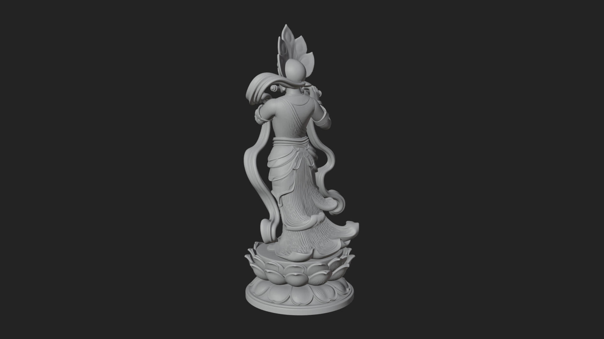 Krishna with Flute Statue Design 4 3D Print Model 3D Model