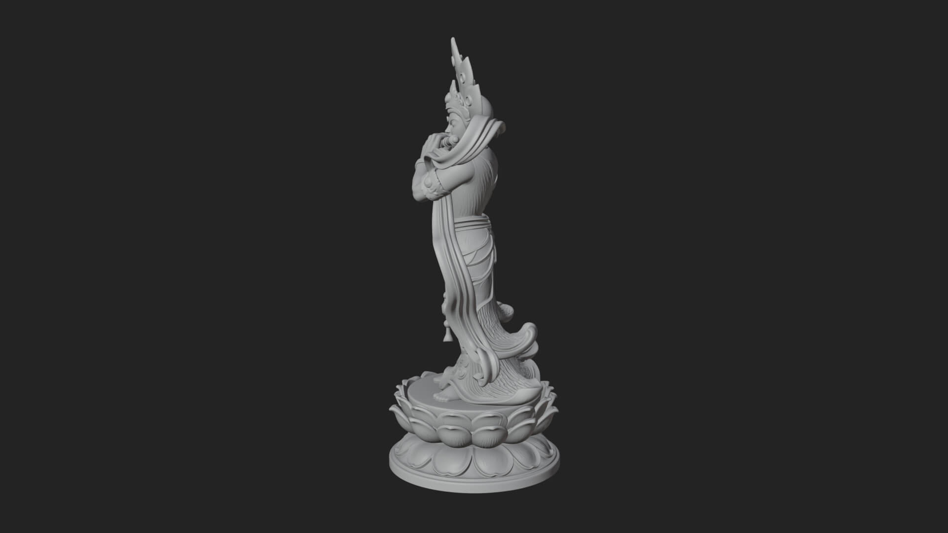 Krishna with Flute Statue Design 4 3D Print Model 3D Model